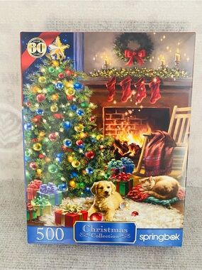 Springbok 500 piece puzzle. Xmas theme with Tree and Pets . 500 pieces.